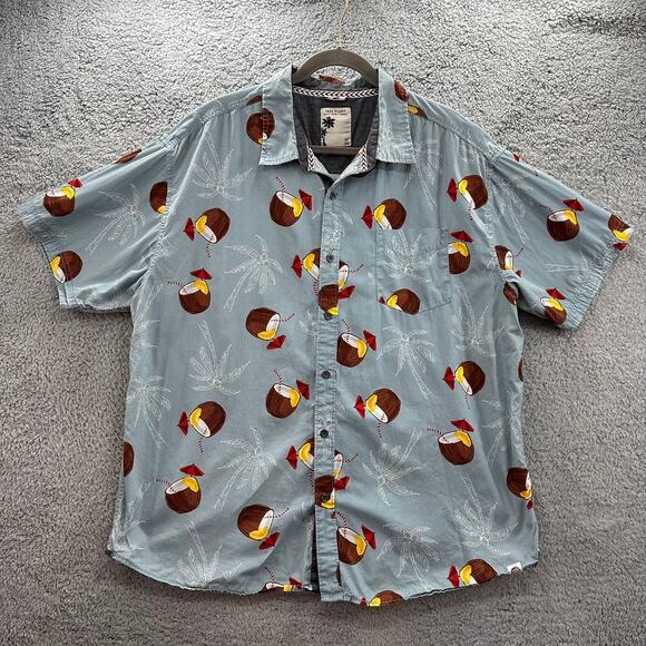 Free Planet Men's 3X Hawaiian Shirt Coconuts Button Up Casual Beach Party - Picture 1 of 8